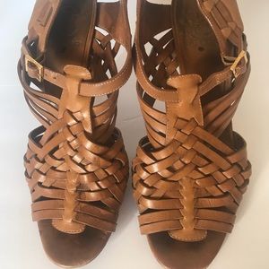 Tory Burch all leather high heel brown sandals